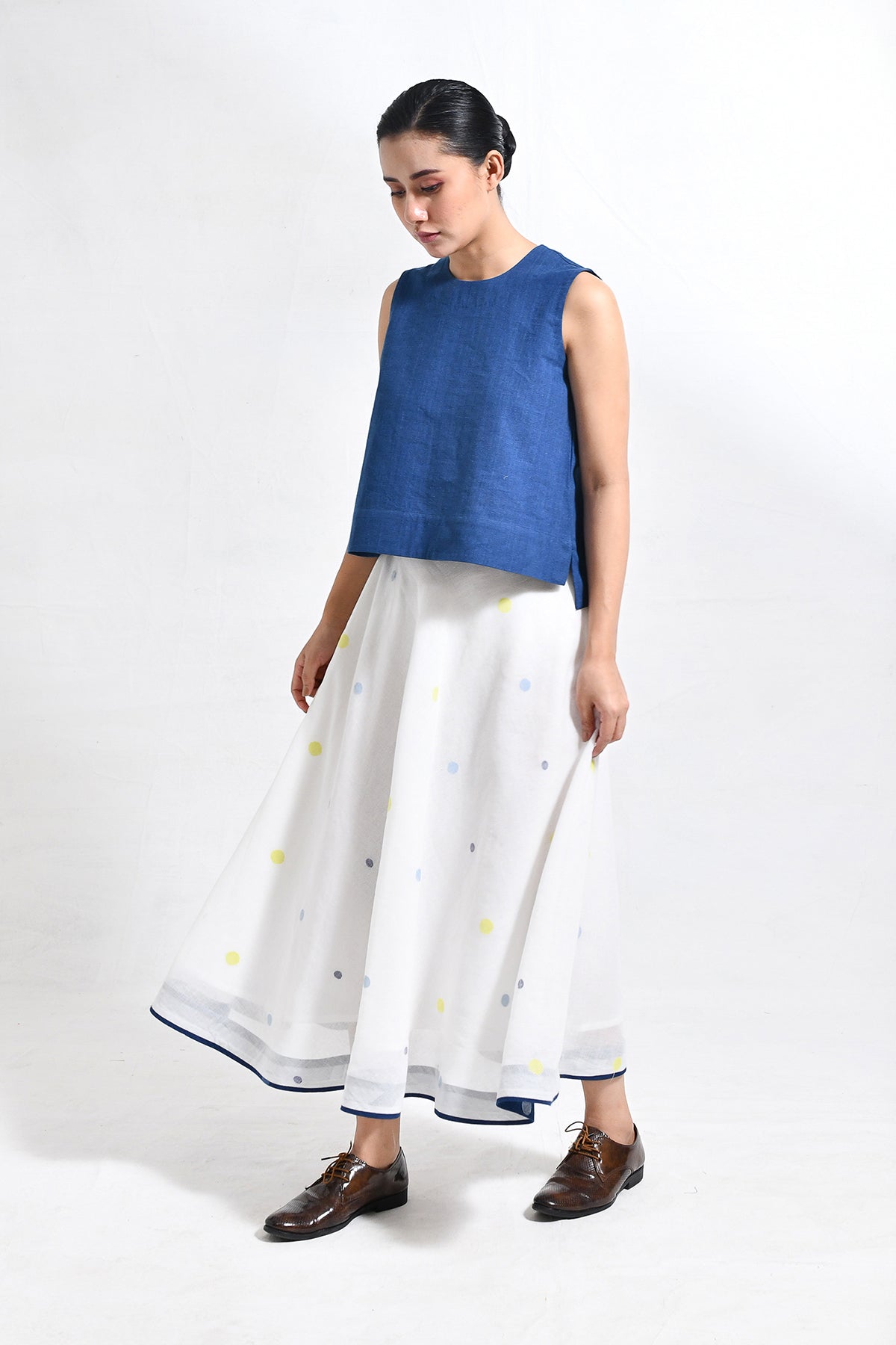 Khadi Crop Top & Jamdani Ureb Skirt Set - CiceroniSkirt SetHiranya