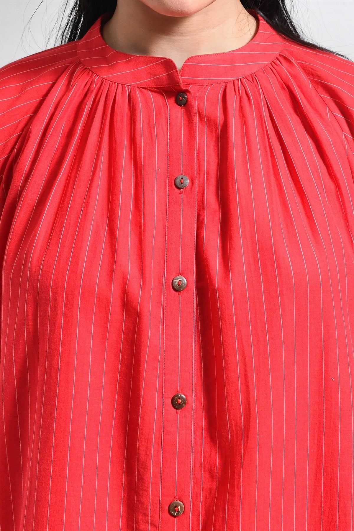 Khadi Stripes Neck - Gather Co - ord (Set of 2) - CiceroniKurta Set, Everyday WearHiranya