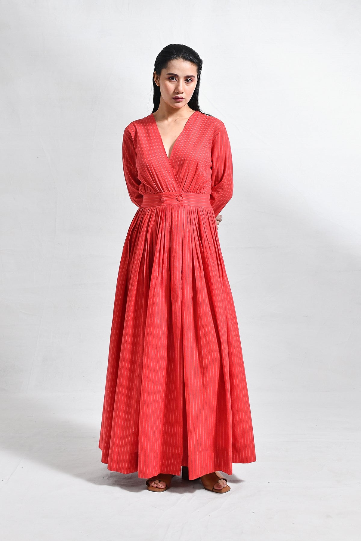 Khadi Stripes Wrap Dress - CiceroniDressesHiranya