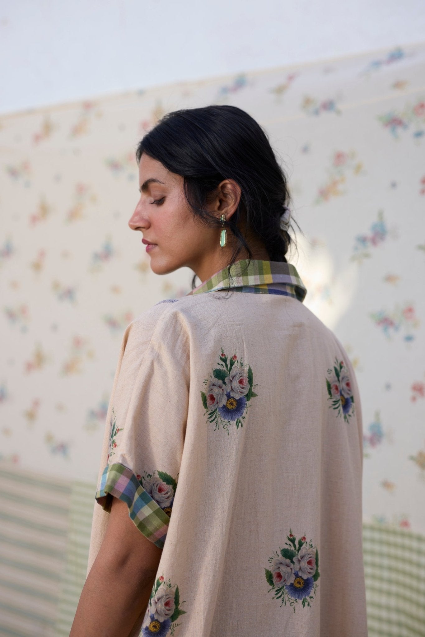 Kiiro Top - Ecru and Green - CiceroniTopsKhyati Rughani