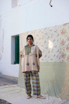 Kiiro Top - Ecru and Green - CiceroniTopsKhyati Rughani
