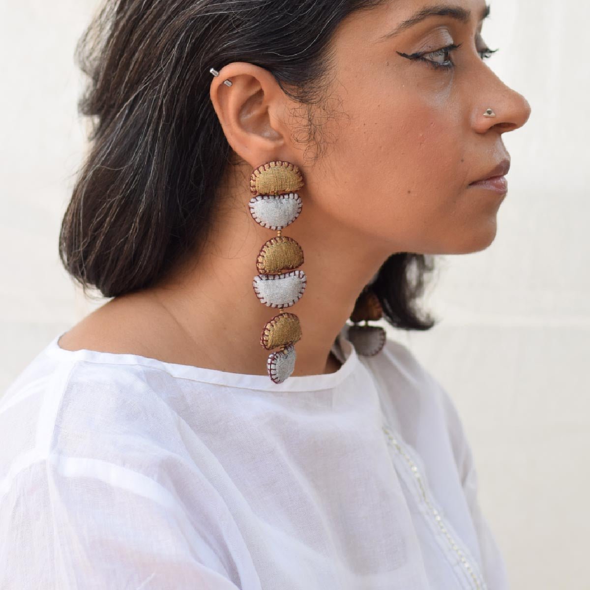 Kimaya Long Earrings - Beige - CiceroniEarringsPaulami