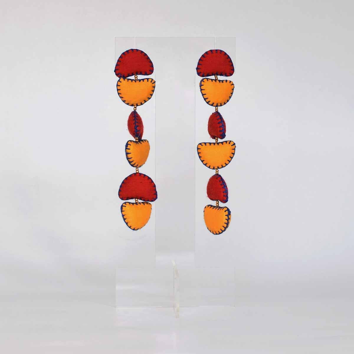 Kimaya Long Earrings - Red - CiceroniEarringsPaulami