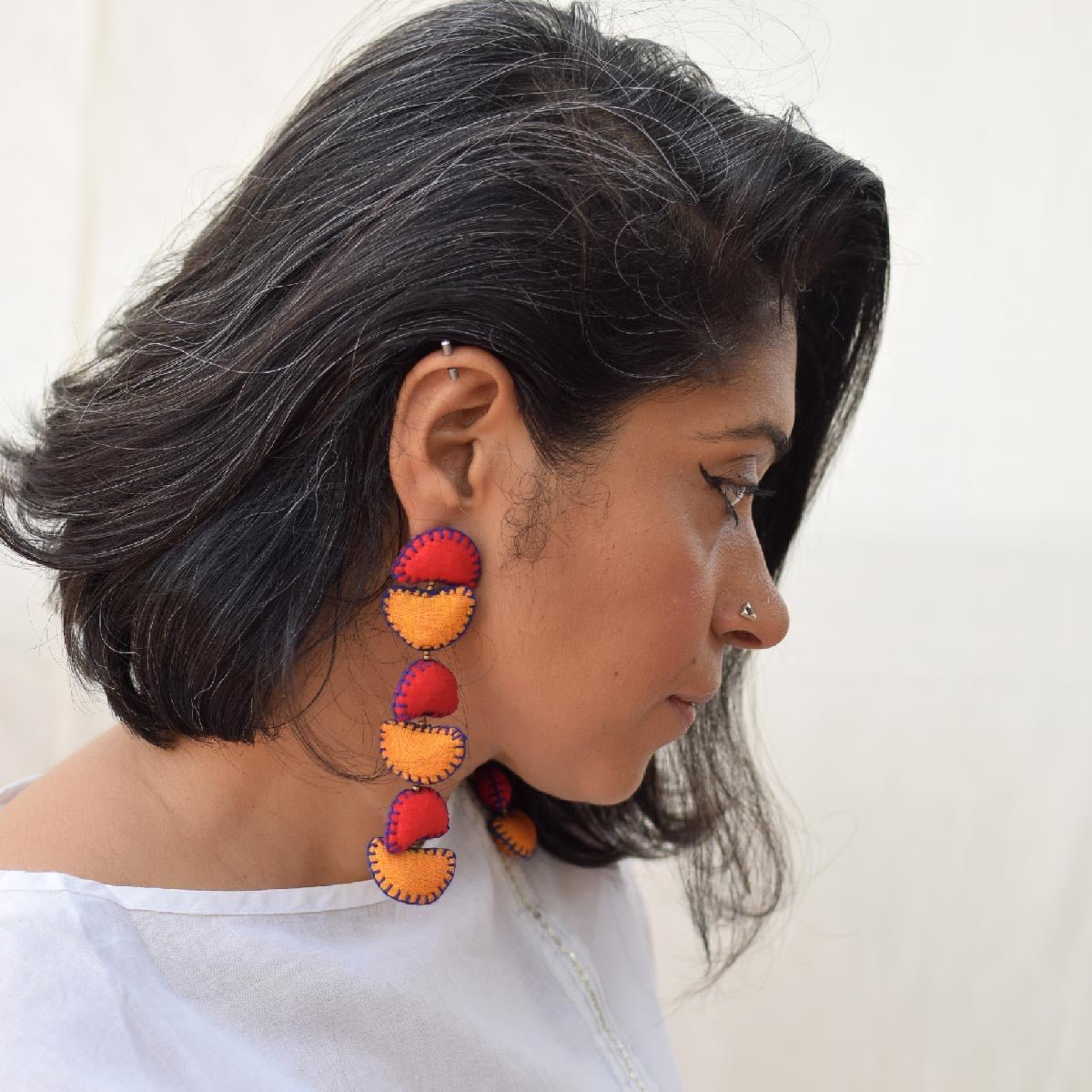 Kimaya Long Earrings - Red - CiceroniEarringsPaulami