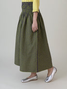 Kimidori Purple Lime Gingham Skirt - CiceroniSkirtsShades of India