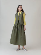 Kimidori Purple Lime Gingham Skirt - CiceroniSkirtsShades of India