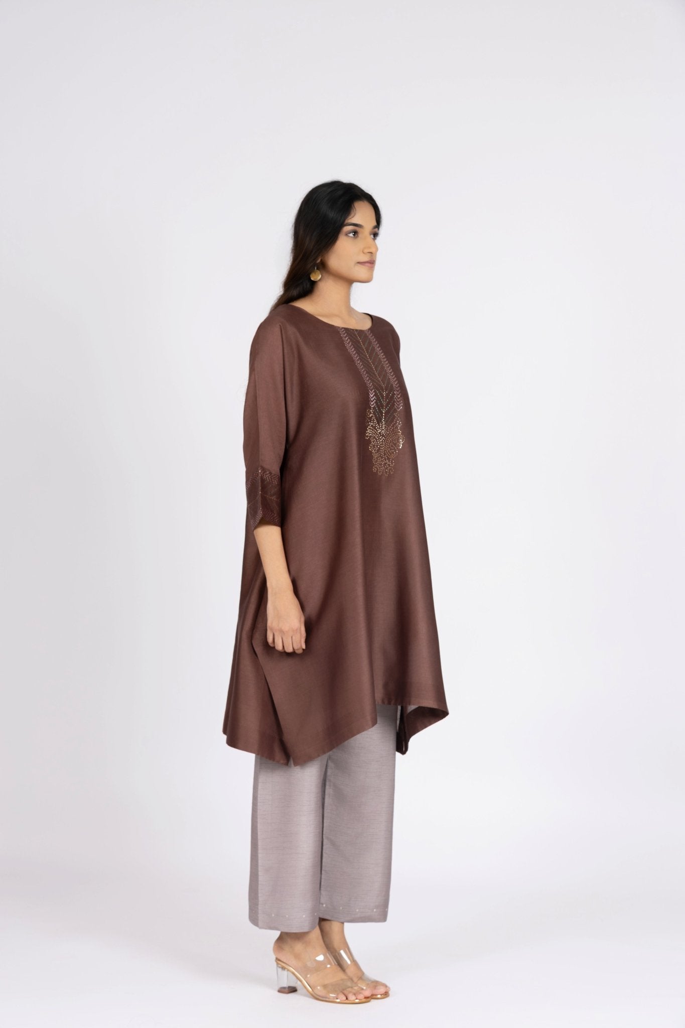 Kimono Tunic and Pants - Choco Brown - CiceroniTunic SetBhavik Shah