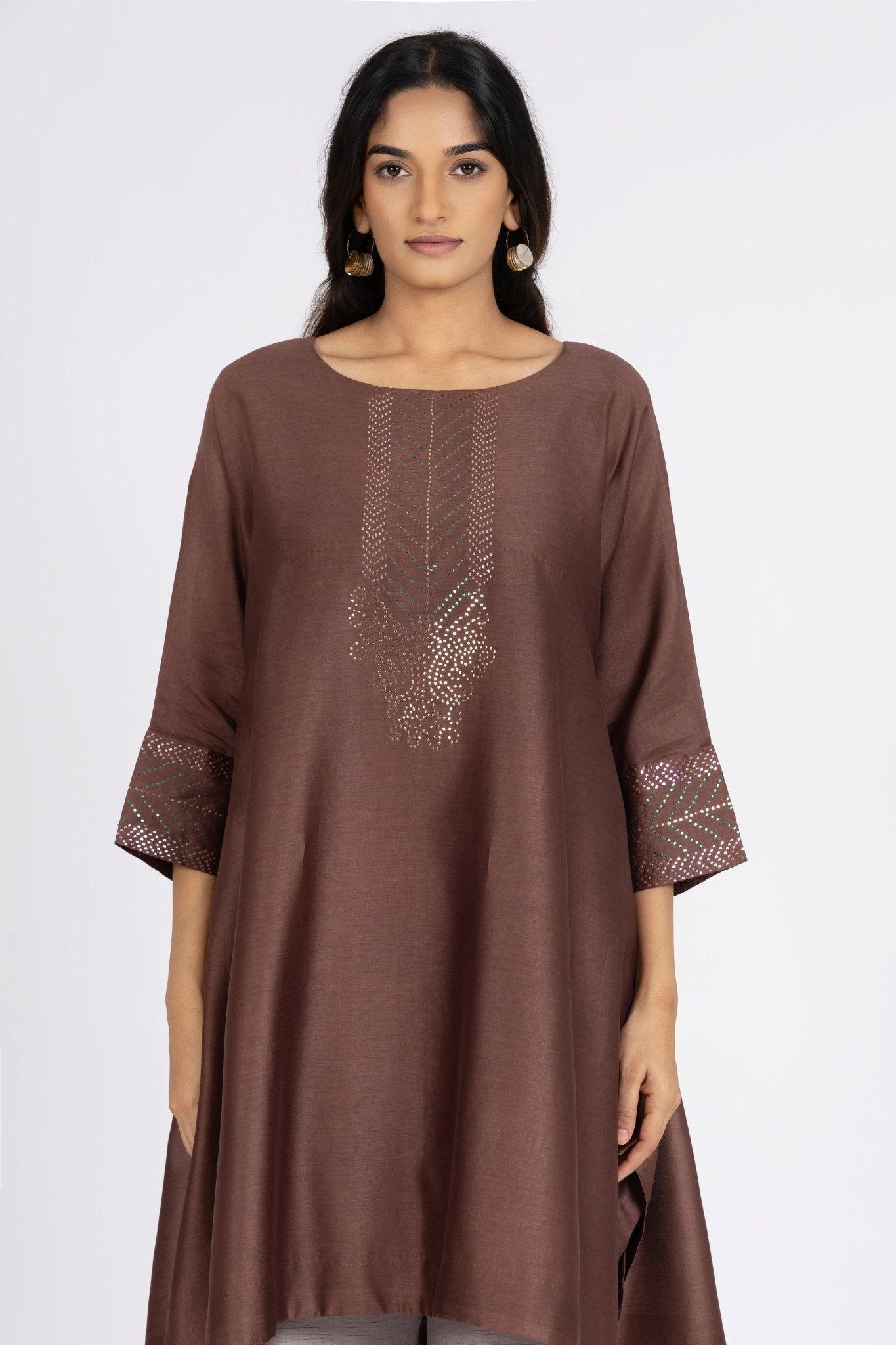 Kimono Tunic and Pants - Choco Brown - CiceroniTunic SetBhavik Shah
