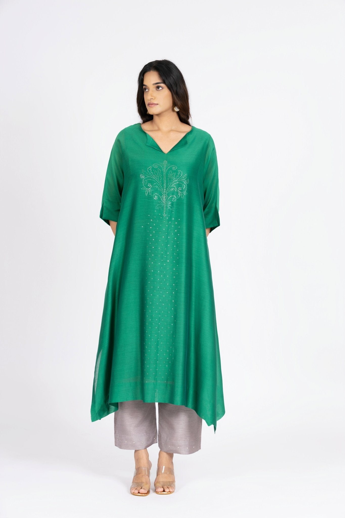 Kimono Tunic and Pants - Emerald Green - CiceroniTunic SetBhavik Shah