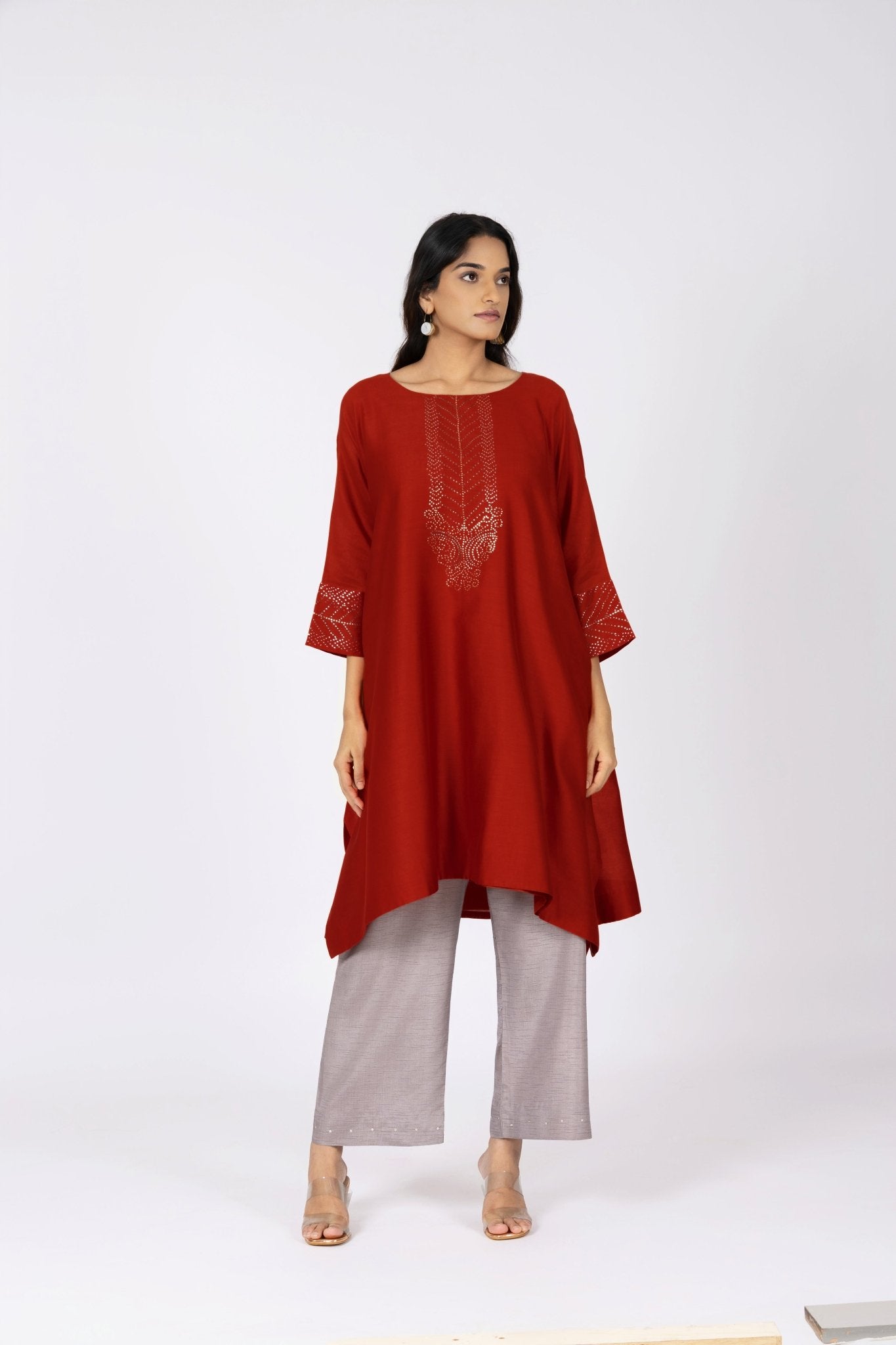 Kimono Tunic and Pants - Red - CiceroniTunic SetBhavik Shah