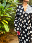 Kimono Tunic in Black Ikat - CiceroniTunicsChiu