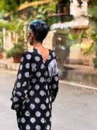 Kimono Tunic in Black Ikat - CiceroniTunicsChiu