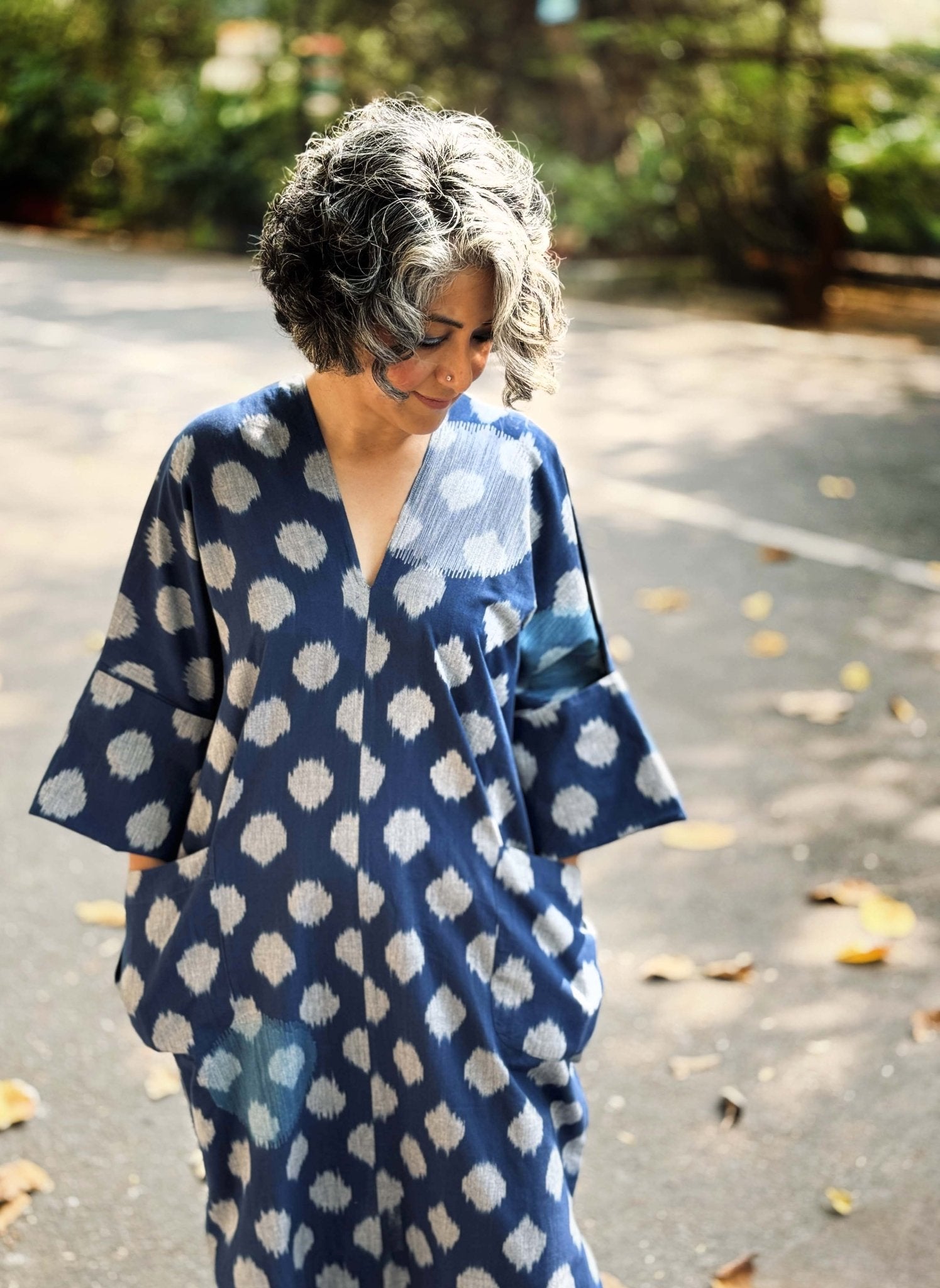 Kimono Tunic in Blue Ikat - CiceroniTunicsChiu