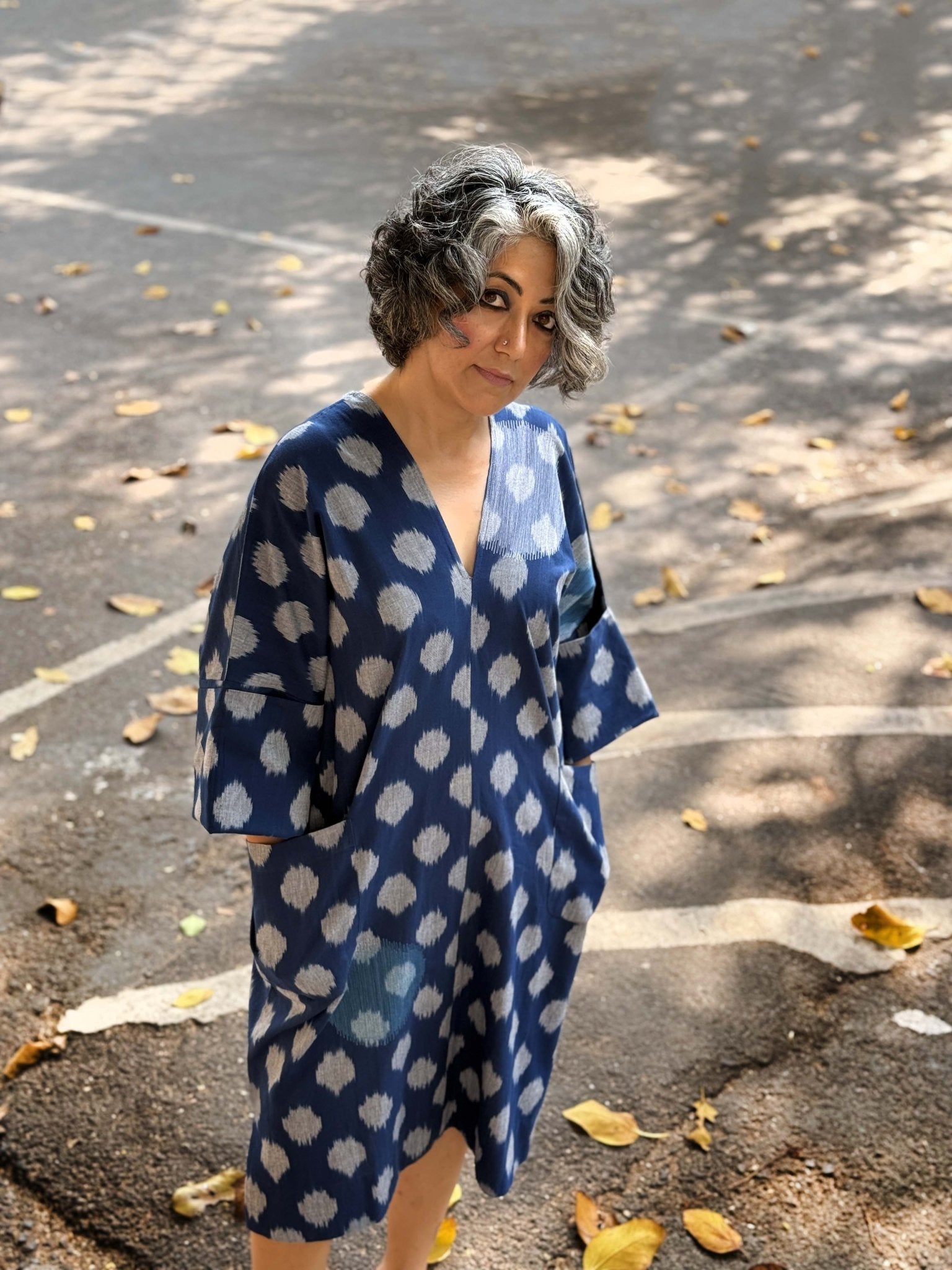 Kimono Tunic in Blue Ikat - CiceroniTunicsChiu