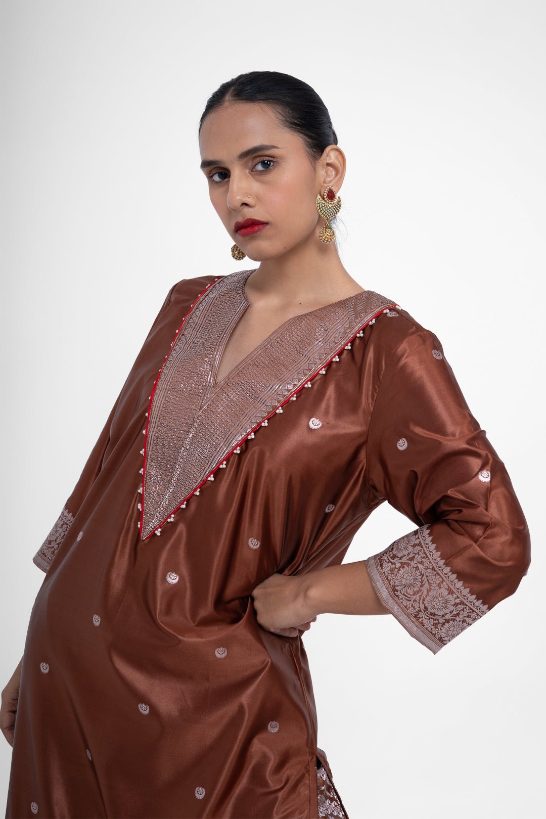 Kiran Kurta Set In Brown - CiceroniKurta Set, Festive WearShriya Singhi