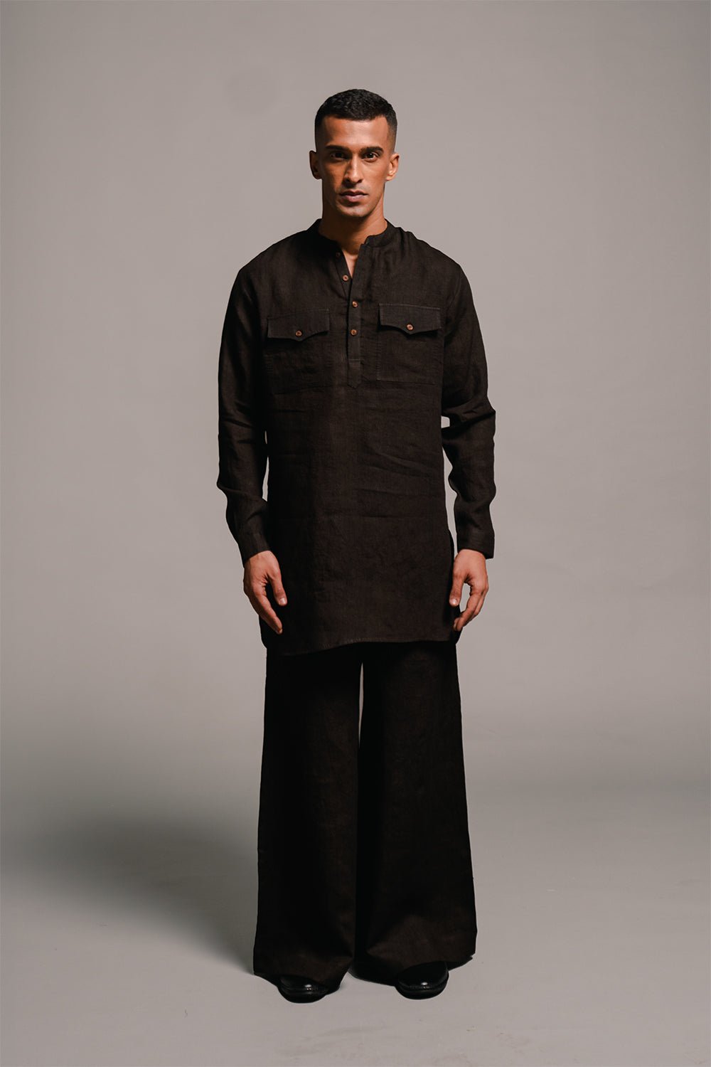 Kohl Linen Saif Kurta Set - CiceroniCo - ord SetSaphed