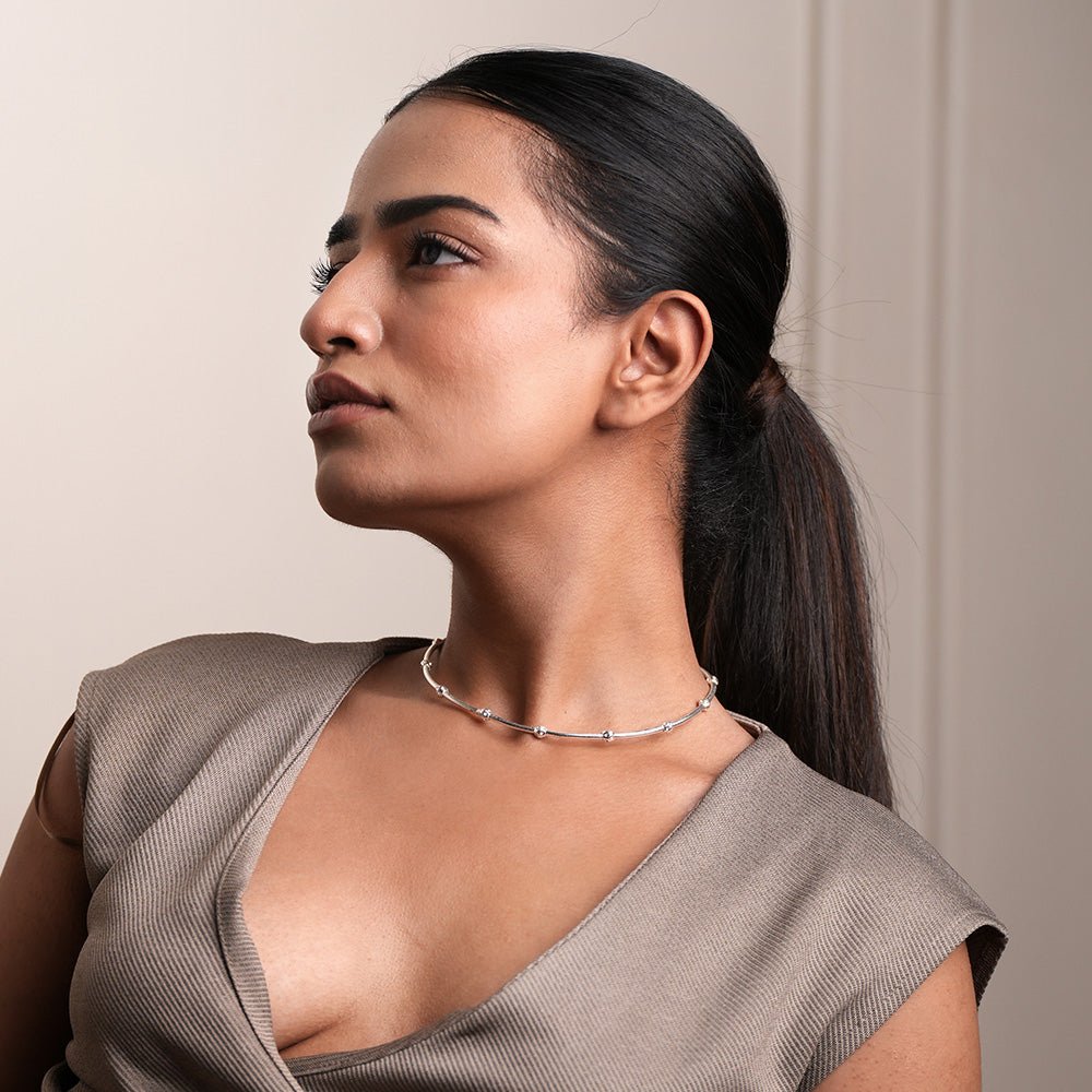 Koi Geometric Silver Choker - CiceroniChokerUnbent