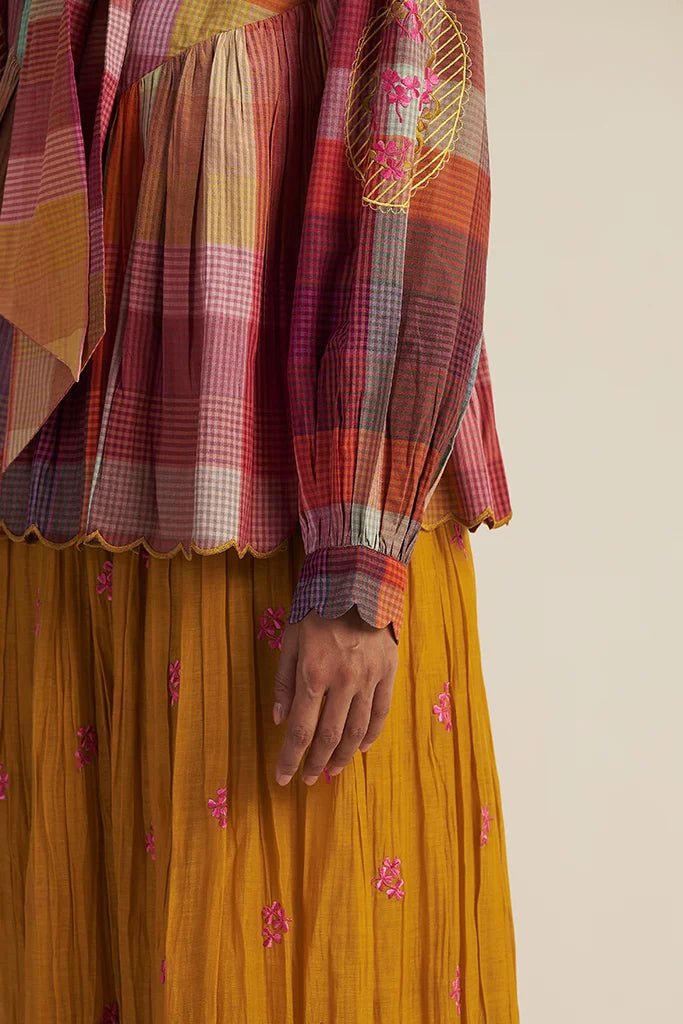 Kopou Set - Multi Check Mustard - CiceroniSkirt SetGaach