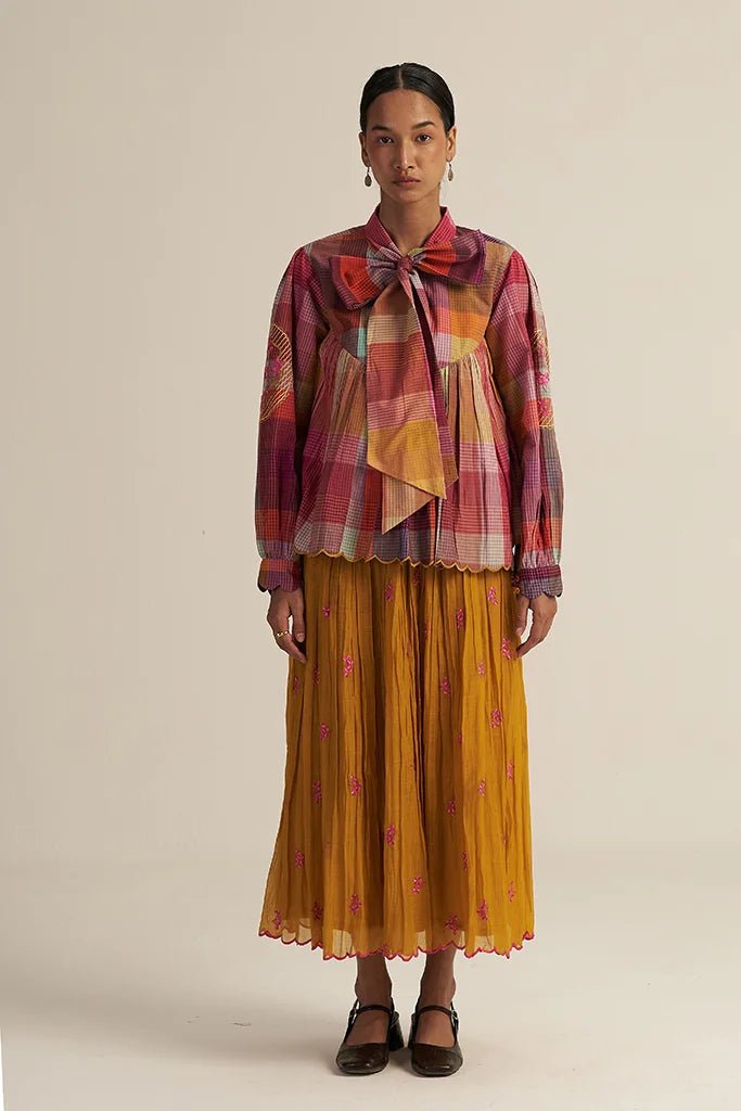 Kopou Set - Multi Check Mustard - CiceroniSkirt SetGaach