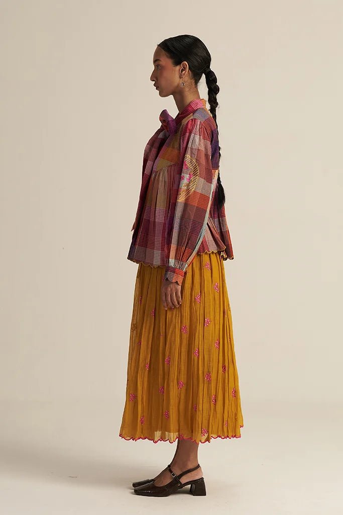 Kopou Set - Multi Check Mustard - CiceroniSkirt SetGaach