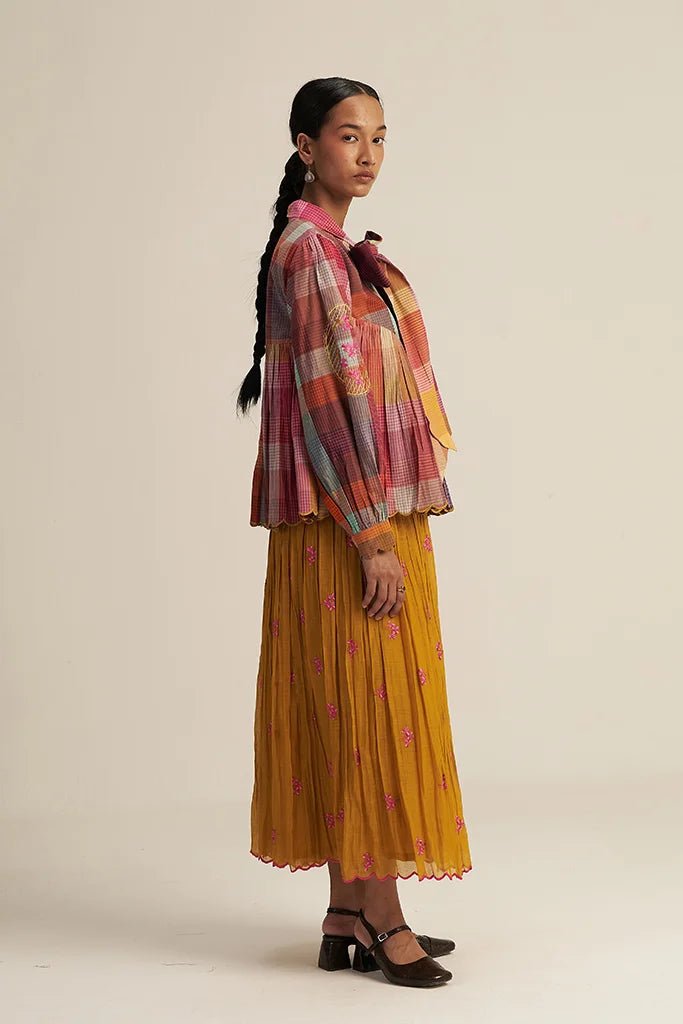 Kopou Set - Multi Check Mustard - CiceroniSkirt SetGaach