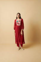 Kumkum Embroidered Kurta Set- Set of 3 - CiceroniKurta Set, Festive WearPants and Pajamas