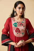 Kumkum Embroidered Kurta Set- Set of 3 - CiceroniKurta Set, Festive WearPants and Pajamas