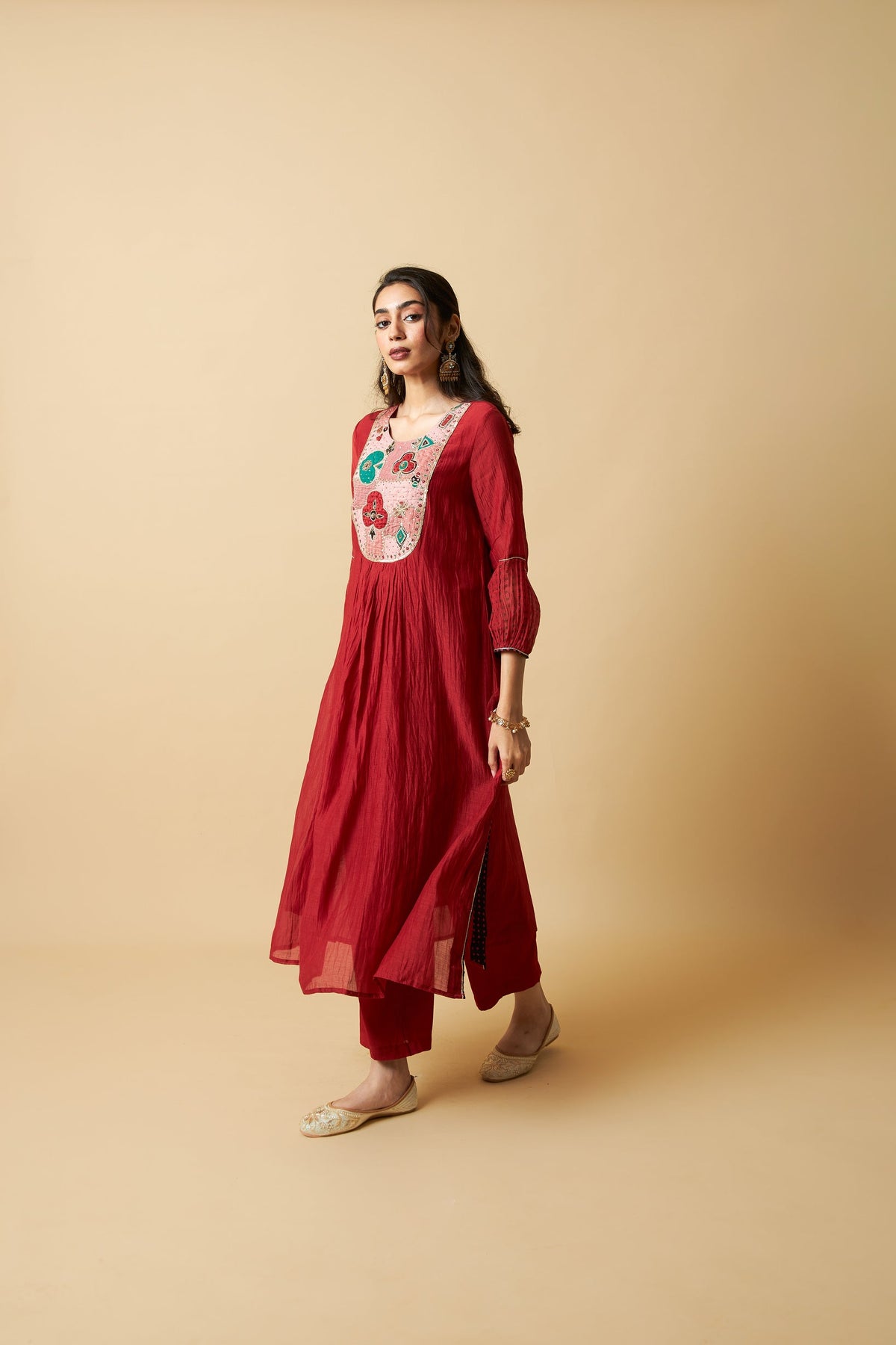 Kumkum Embroidered Kurta Set- Set of 3 - CiceroniKurta Set, Festive WearPants and Pajamas