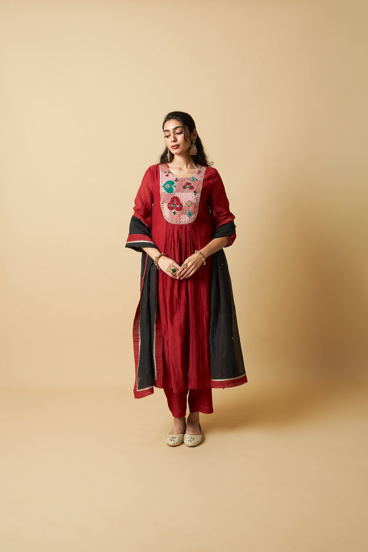 Kumkum Embroidered Kurta Set- Set of 3 - CiceroniKurta Set, Festive WearPants and Pajamas