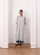 Kusama Jamdani Set - White & Indigo - CiceroniKurta Set, Everyday WearHiranya