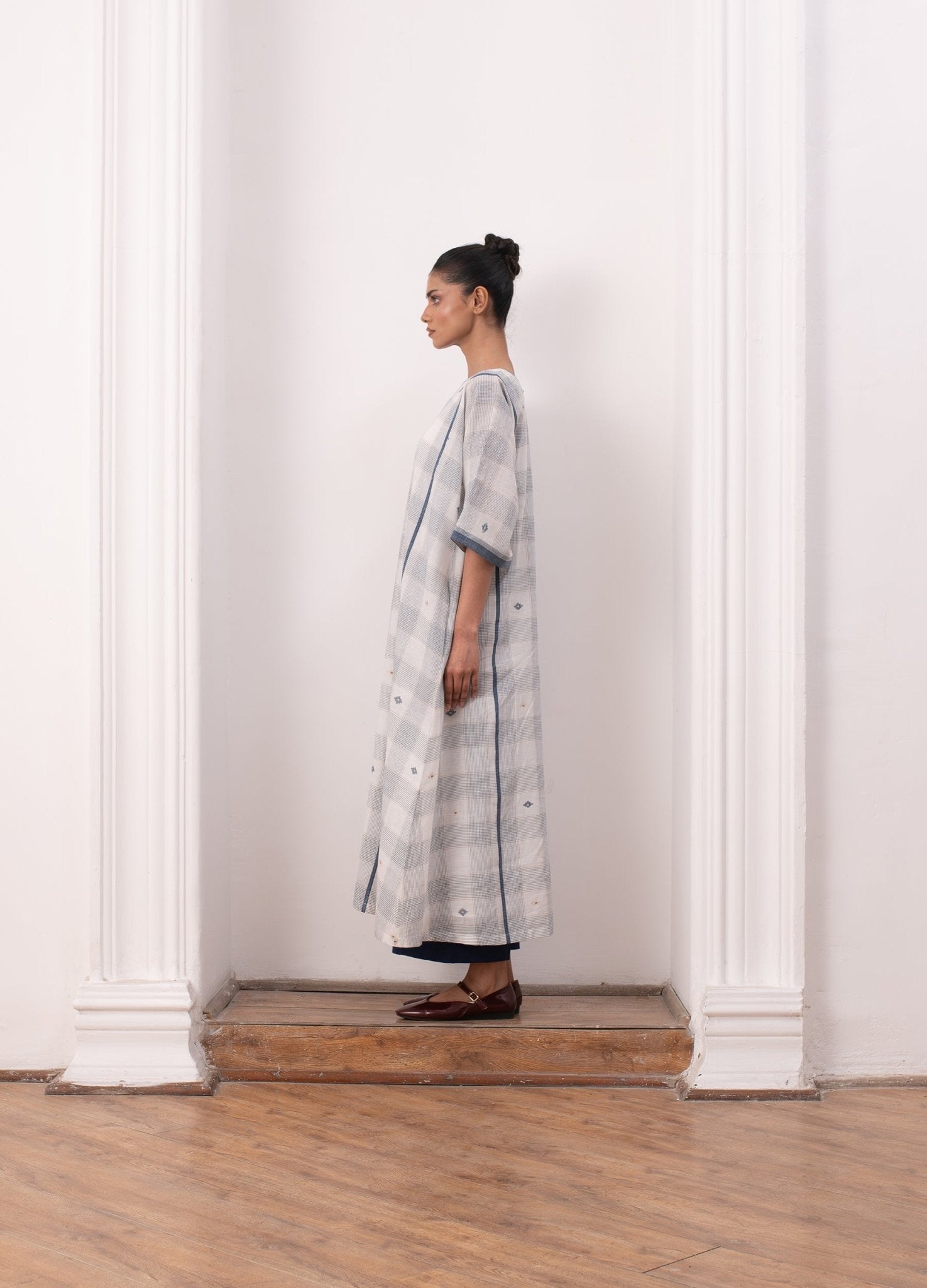 Kusama Jamdani Set - White & Indigo - CiceroniKurta Set, Everyday WearHiranya