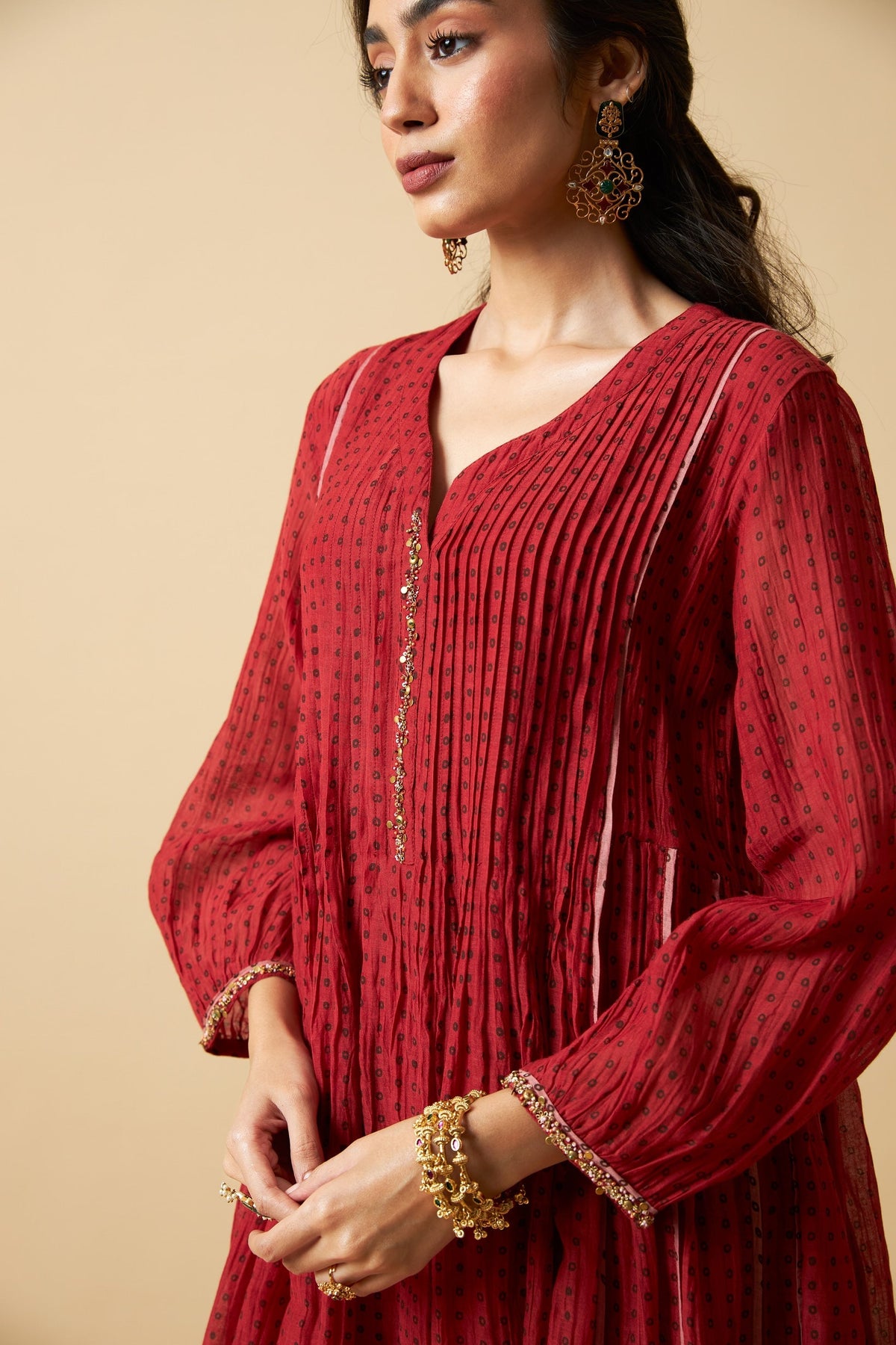 Laal Gulal Embroidered Kurta Set- Set of 3 - CiceroniKurta Set, Festive WearPants and Pajamas
