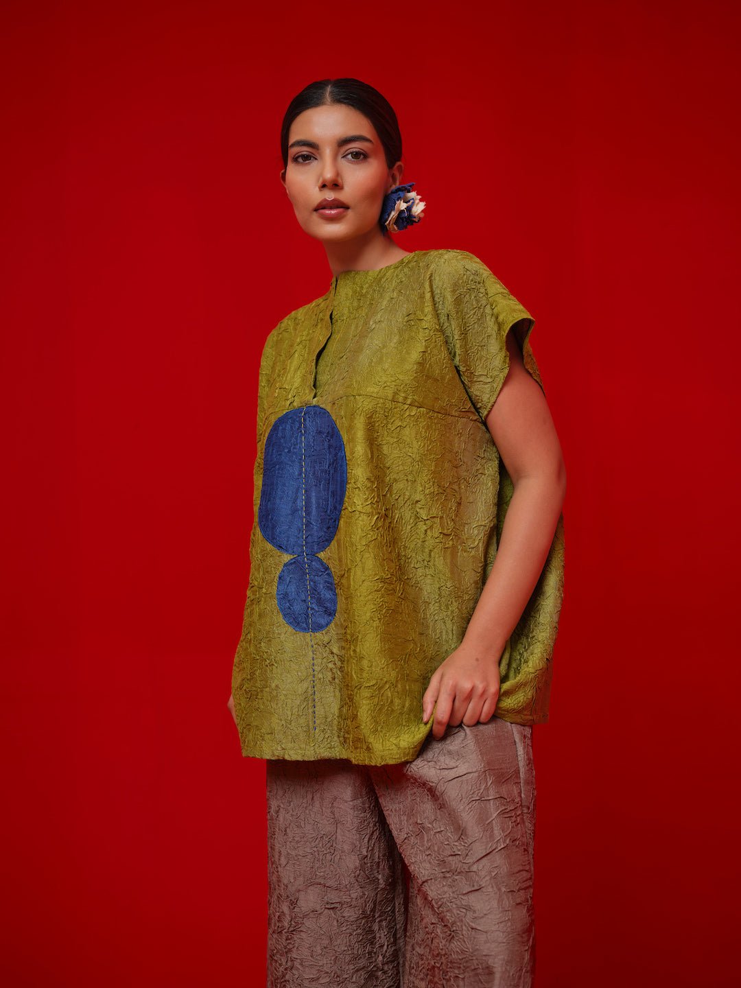 Lane Top - Leaf green and Blue - CiceroniTopsStoique