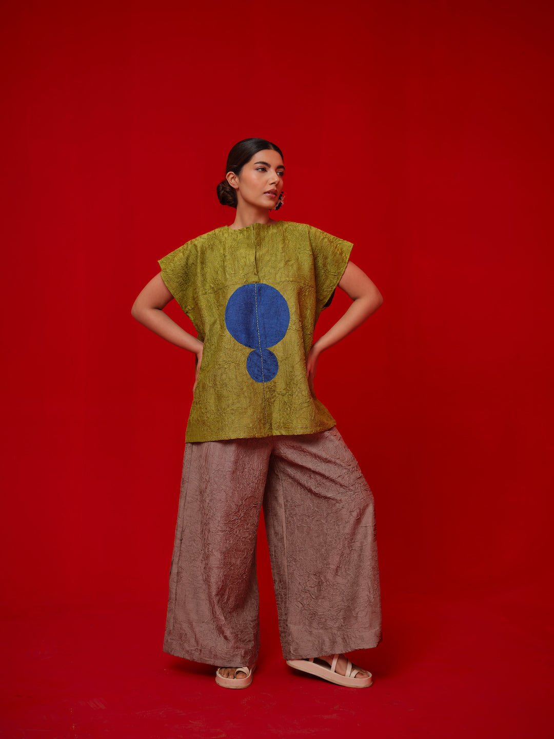 Lane Top - Leaf green and Blue - CiceroniTopsStoique