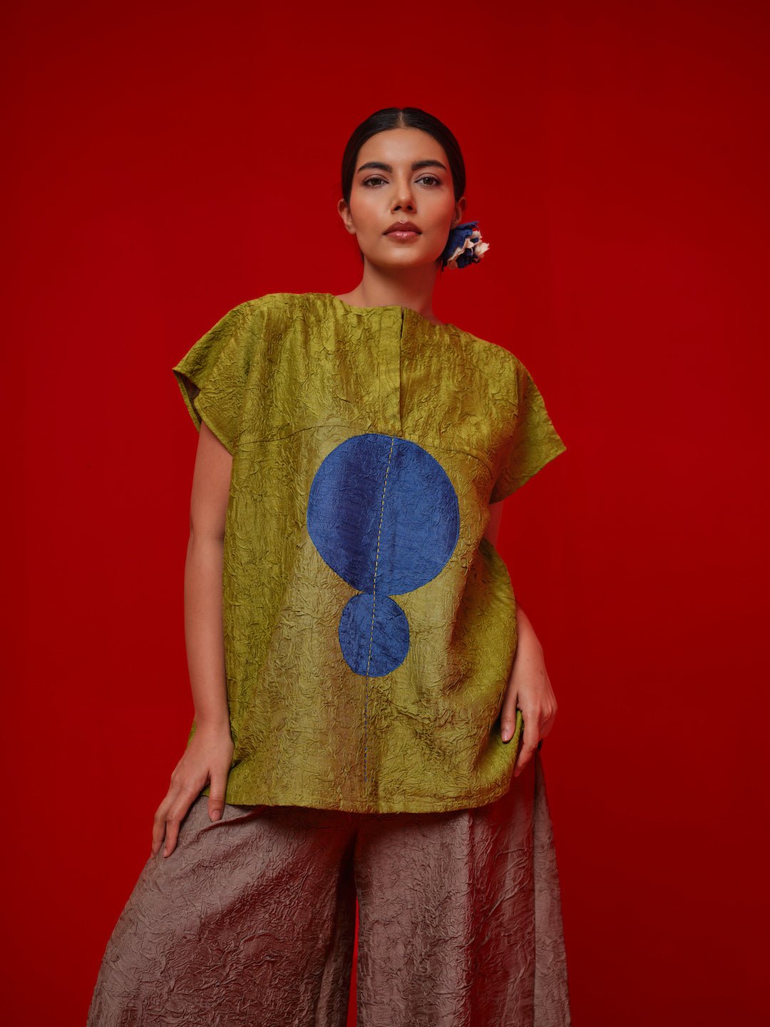 Lane Top - Leaf green and Blue - CiceroniTopsStoique