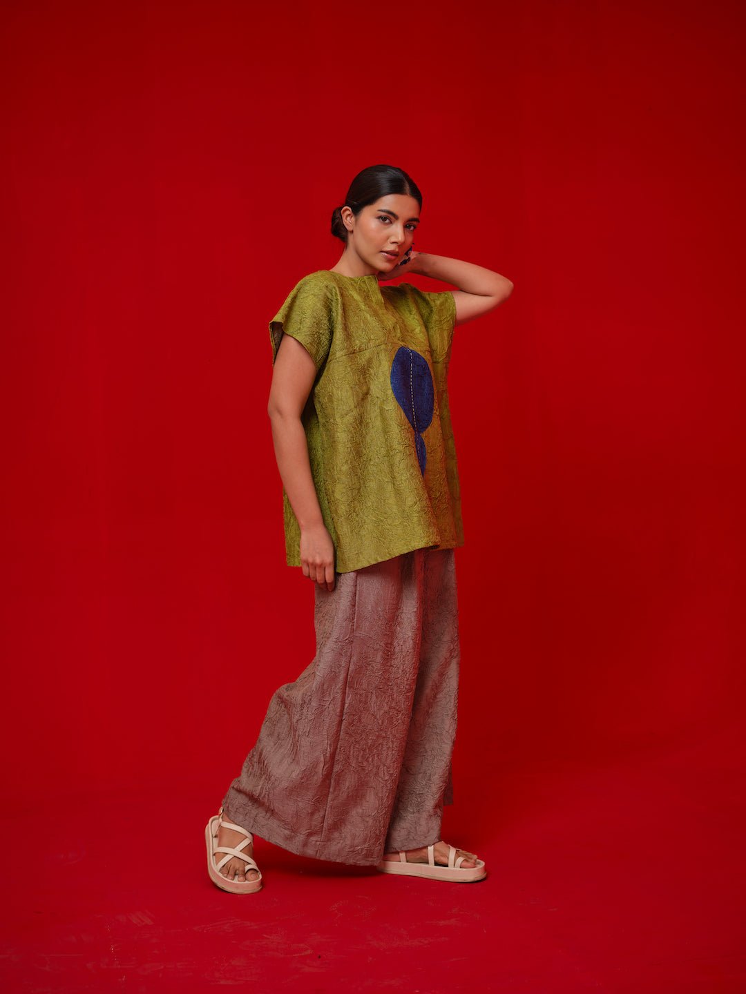 Lane Top - Leaf green and Blue - CiceroniTopsStoique