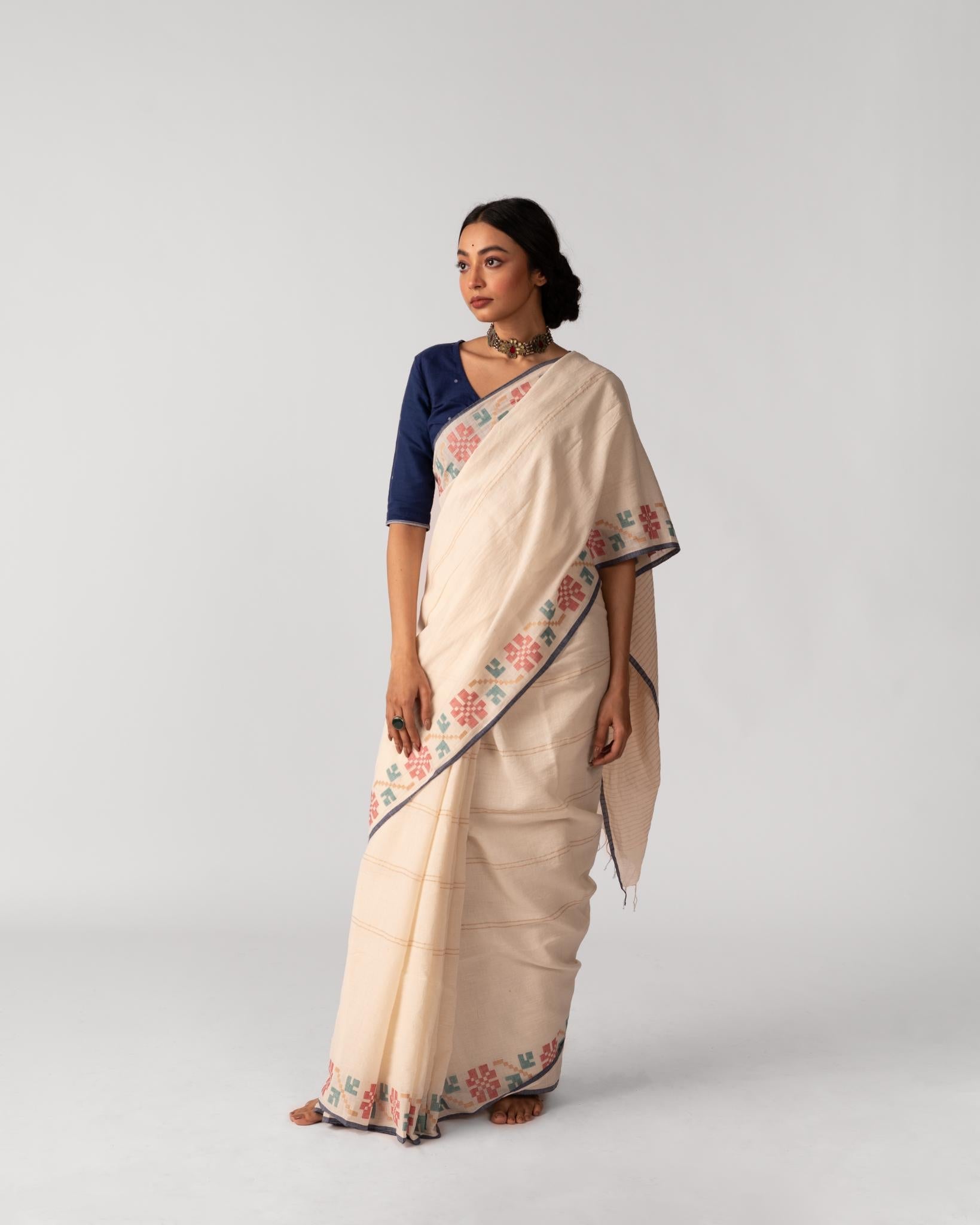 Lata - White - CiceroniSareeIra