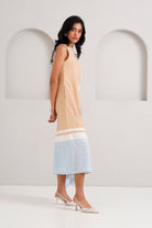 Latte Chase - Midtown Midi Dress in Hand Embroidery - CiceroniDressesMadder Much