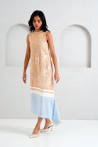 Latte Chase - Midtown Midi Dress in Hand Embroidery - CiceroniDressesMadder Much