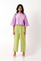 Lavender Zola - Raglan Sleeve Crop Shirt + Ankle Pants - CiceroniCo - ord SetMadder Much