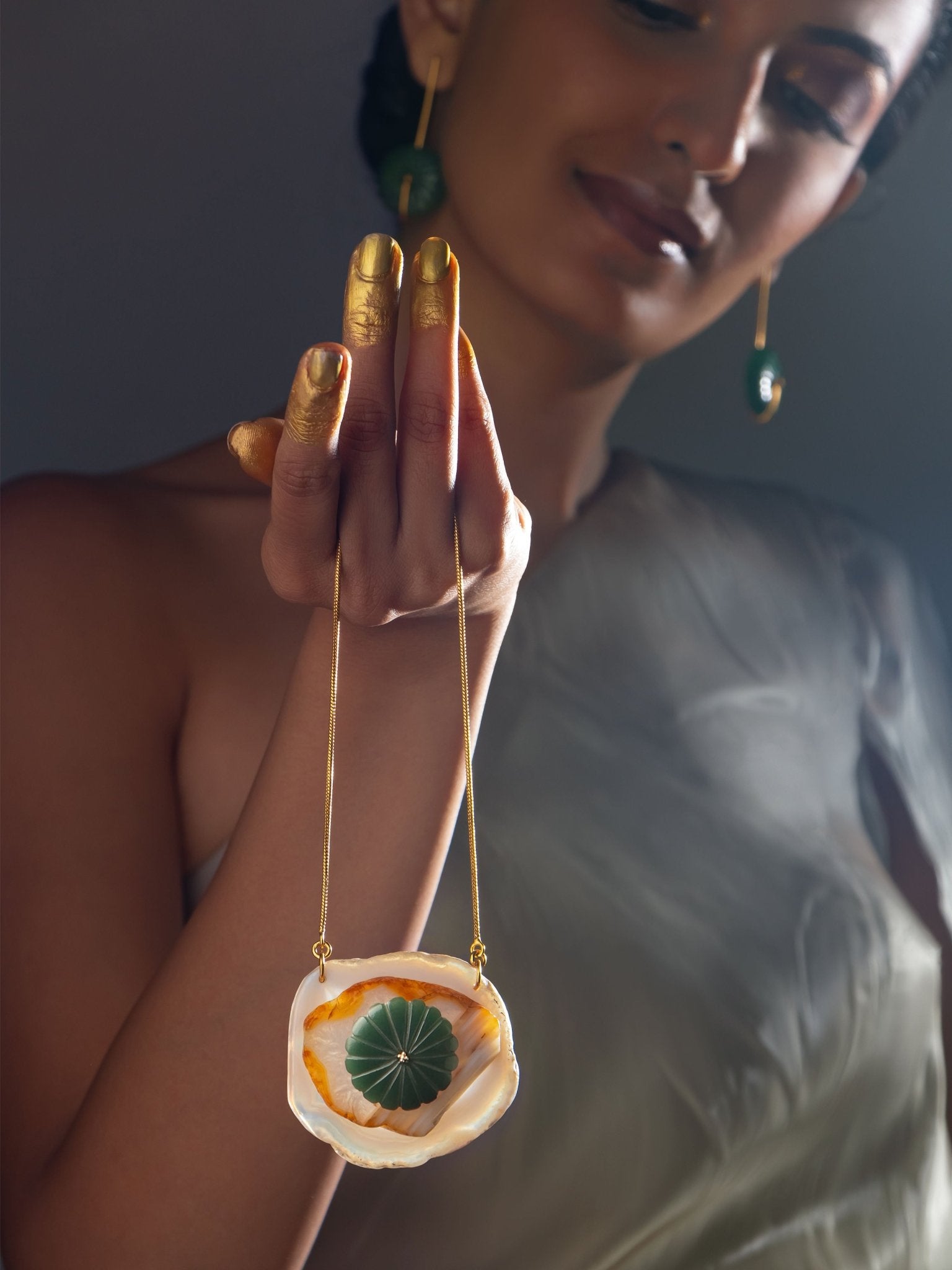 Layered Jade necklace - CiceroniNecklaceRumri