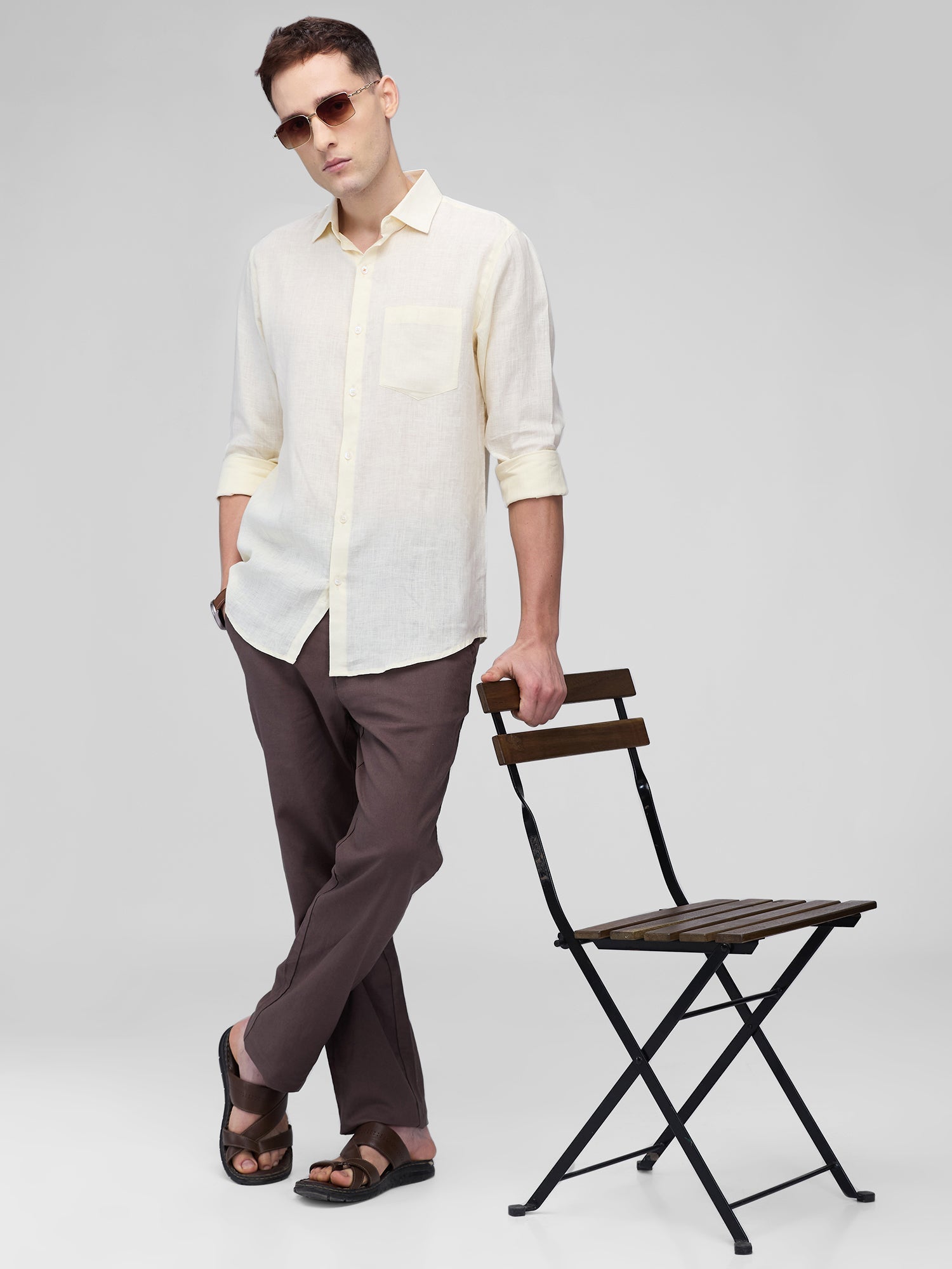 Lemon Yellow 100% Linen Classic Shirt - CiceroniMen Shirtsbhrāta