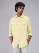 Lemon Yellow 100% Linen Safari Shirt - CiceroniMen Shirtsbhrāta