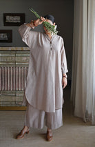Light Brown Checks Antifit Co - ord Set in Handwoven Cotton - CiceroniKurta Set, Everyday WearHouse of Moxa