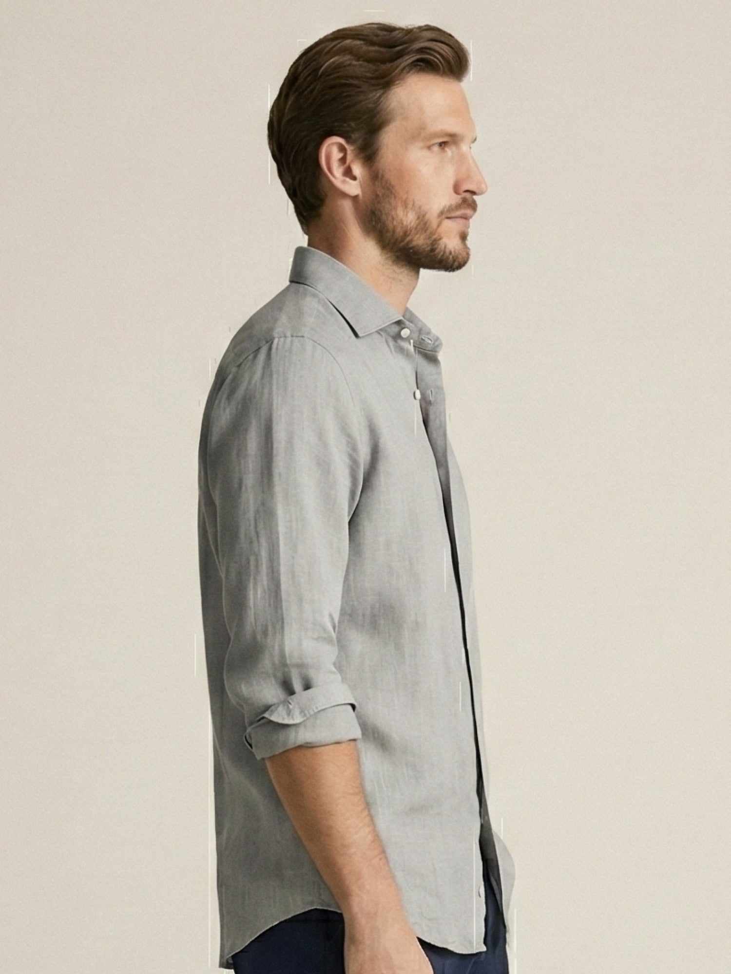 Light Gray 100% Pure Linen Shirt - CiceroniMen Shirtsbhrāta