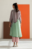 Light Pink and Sea Green Abstract Kurta Set - CiceroniKurta Set, Festive WearTussah