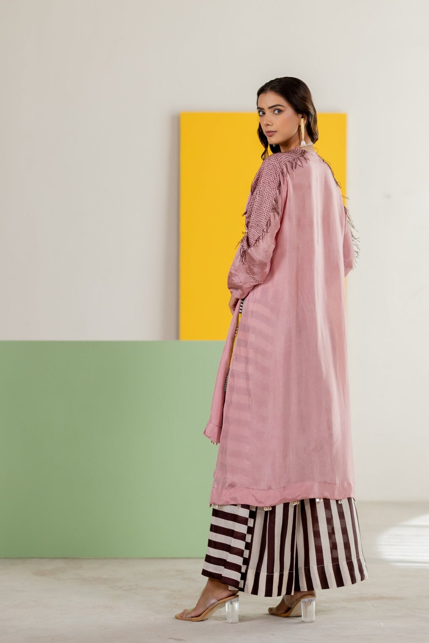 Light Pink Tunic Set - CiceroniKurta Set, Festive WearTussah