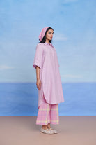 Lilac Cassata Linen Women's Shirt Kurta Set - CiceroniKurta SetSaphed