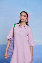 Lilac Cassata Linen Women's Shirt Kurta Set - CiceroniKurta SetSaphed