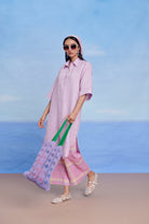 Lilac Cassata Linen Women's Shirt Kurta Set - CiceroniKurta SetSaphed